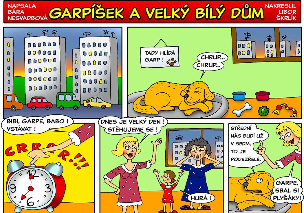 Ilustrace příběhu Barbory Nesvadbové - komiks Garpíšek a velký bílý dům