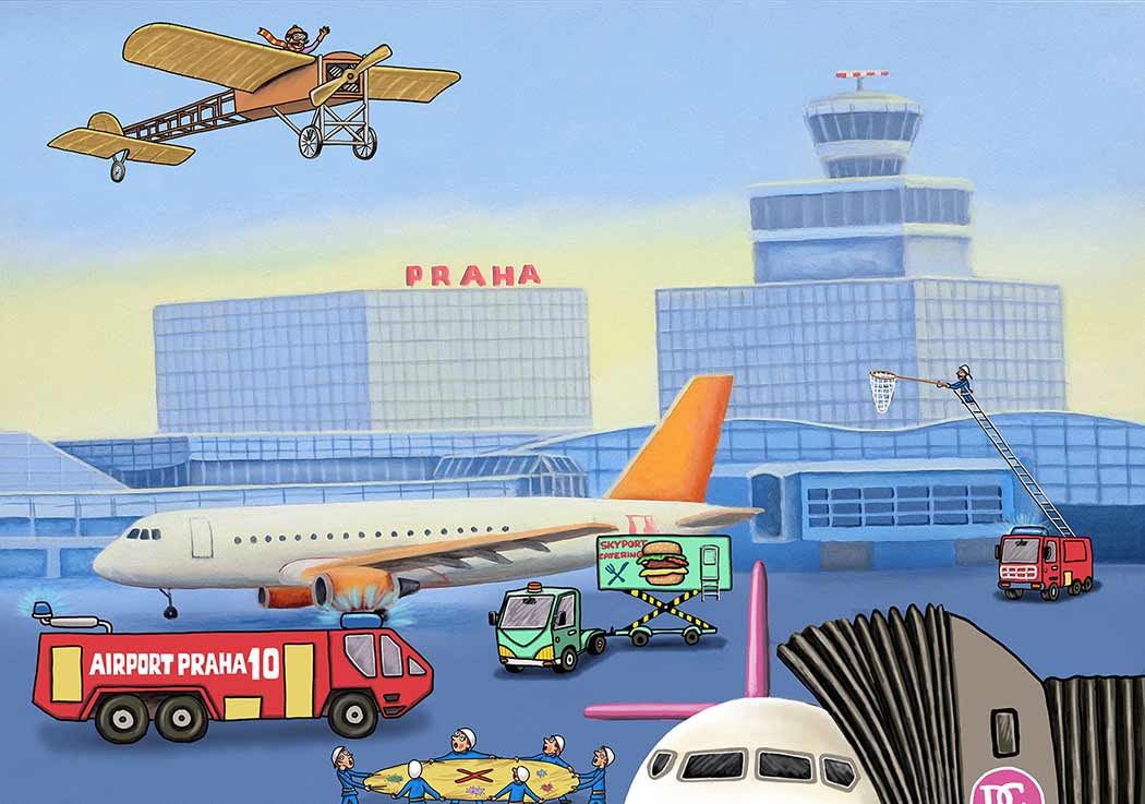 Ilustrace s motivem letiště pro společnost Dermacol